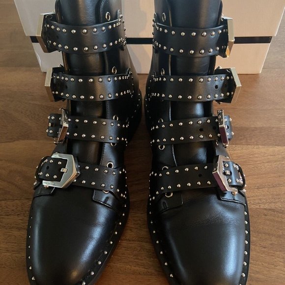 Sold - Givenchy Elegant Black Leather Studded Buckle Boots MSRP $1395 Size 6.5 - Picture 3 of 12
